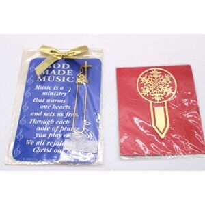Lot 2 Bookmarks Gold Snowflake Religious Music Verse Gift Metal New Gifts Vtg